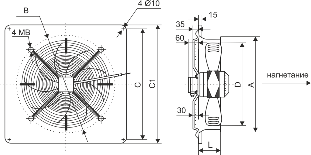 Осевой вентилятор низкого давления Ровен YWF-4Е-250 with plate (ZF)